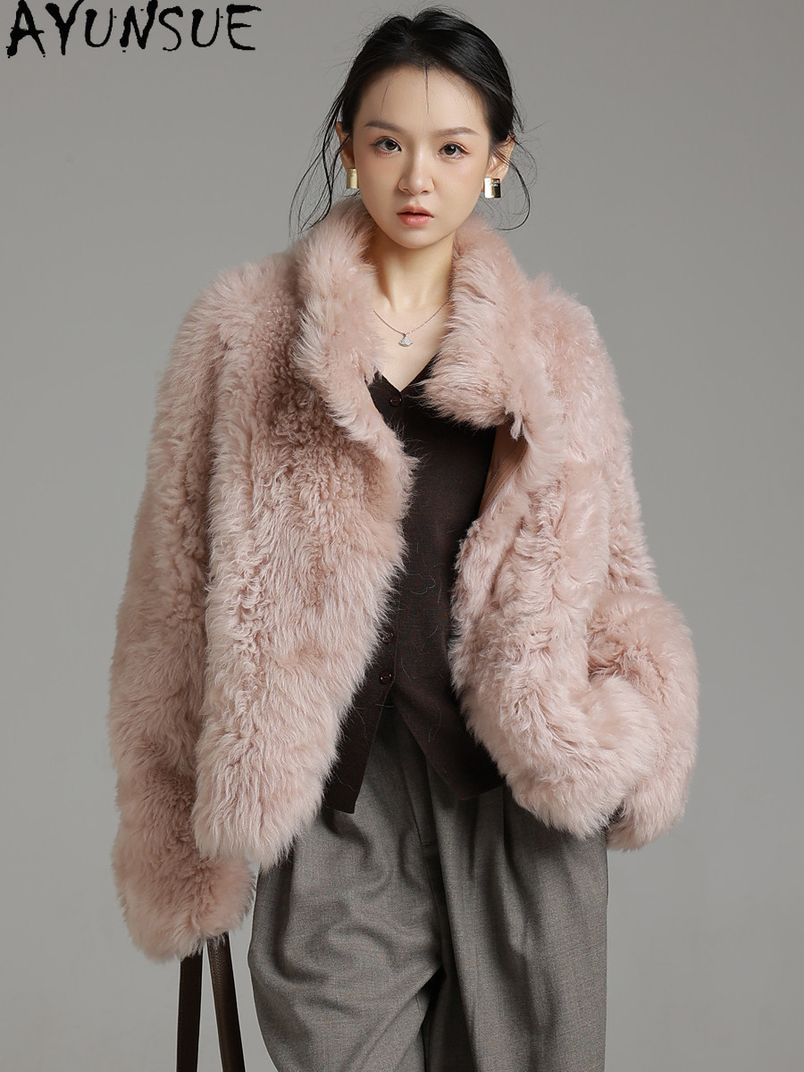 Wool Coat Peacoat - AYUNSUE Doğal Toskana Koyun Derisi Kürk