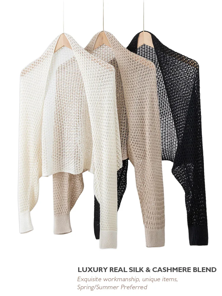 Cashmere Pashmina Wrap - Bahar Gerçek Ipek Kaşmir Ajur Şal