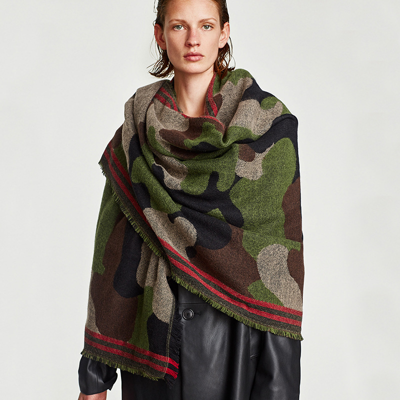 Cashmere Pashmina Wrap - Kamuflaj leopar baskı Echarpes kadınlar taklit