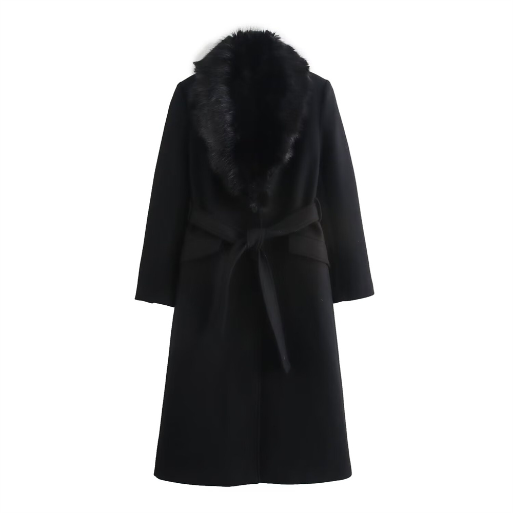 Kadın Kemerli Sıcak Kürklü Yak - Wool Coat Peacoat incelemesi ve fiyatı