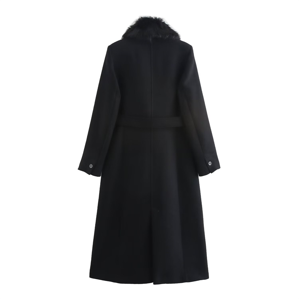 Kadın Kemerli Sıcak Kürklü Yak - Wool Coat Peacoat incelemesi ve fiyatı